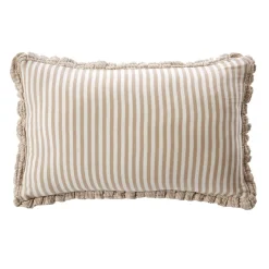 Coussin rectangulaire gaze de coton (40 x 60 cm) Gaïa rayures Ficelle