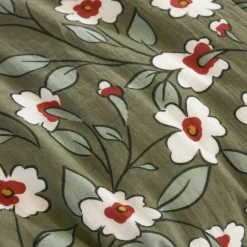 Coussin rectangulaire gaze de coton (40 x 60 cm) Gaïa marguerite Vert romarin