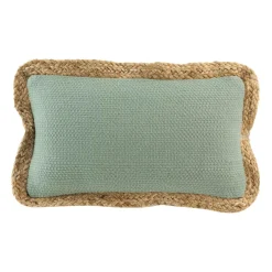 Coussin rectangulaire jute et coton (30 x 50 cm) Akina Vert sauge