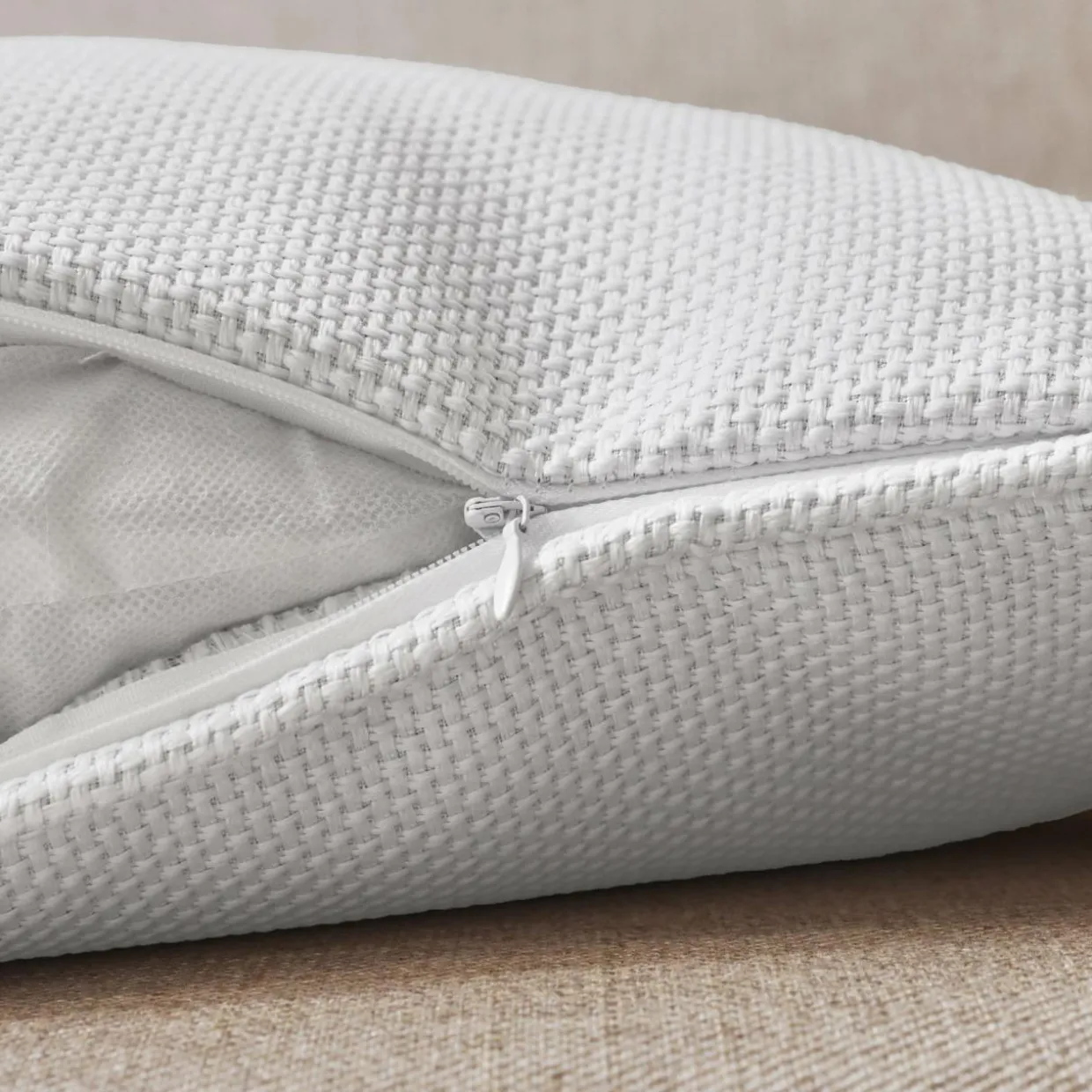 Coussin rectangulaire tissé (40 x 60 cm) Alba Blanc perle