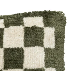 Coussin rectangulaire tufté (38 x 58 cm) Damier Vert kaki