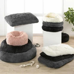 Coussin rond apaisant pour chat et chien Fluffy D95 cm Noir