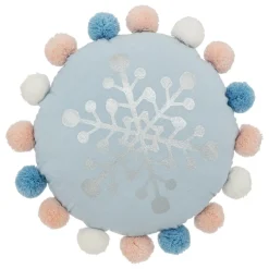 Coussin rond enfant (35 cm) Hiver Bleu