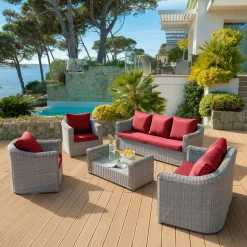 Coussins de remplacement pour salon de jardin Calvi 7 places Rouge