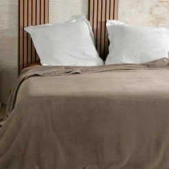 Couvre lit velours (240 x 260 cm) Gaufré Taupe