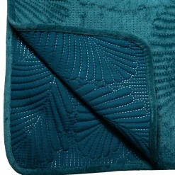 Couvre-lit (260 x 240 cm) Feuilles Bleu canard