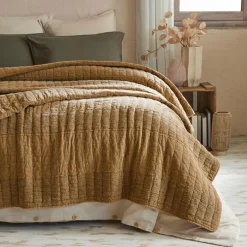 Couvre-lit coton matelassé (220 x 240 cm) Lena Camel