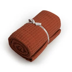 Couvre-lit coton nid d'abeille (220 x 250 cm) Maya Terracotta