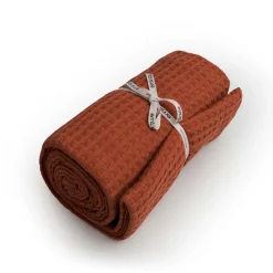 Couvre-lit coton nid d'abeille (180 x 220 cm) Maya Terracotta