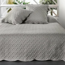 Couvre-lit et taies d'oreiller (250 x 260 cm) Californie Gris clair