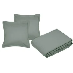 Couvre-lit matelassé et deux taies d'oreiller (240 x 220 cm) Cléo Vert sauge