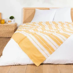 Couvre-lit polycoton (180 x 220 cm) Abby Jaune curry