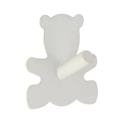 Crochet adhésif 3M acier inoxydable (H15 cm) Ourson Blanc