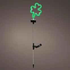 Décoration lumineuse Solaire à piquer au sol (H70 cm) néon Trèfle Vert