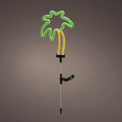 Décoration lumineuse Solaire à piquer au sol (H74 cm) Palmier néon Vert