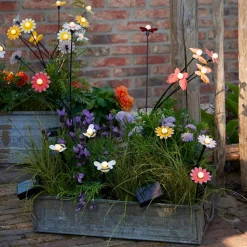 Décoration lumineuse Solaire à piquer au sol (H60 cm) Papillons Rouge et blanc chaud