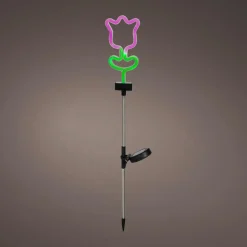 Décoration lumineuse Solaire à piquer au sol (H70 cm) Tulipe néon Multicolore