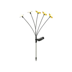 Décoration lumineuse Solaire à piquer au sol (H60 cm) Papillons Jaune et blanc chaud