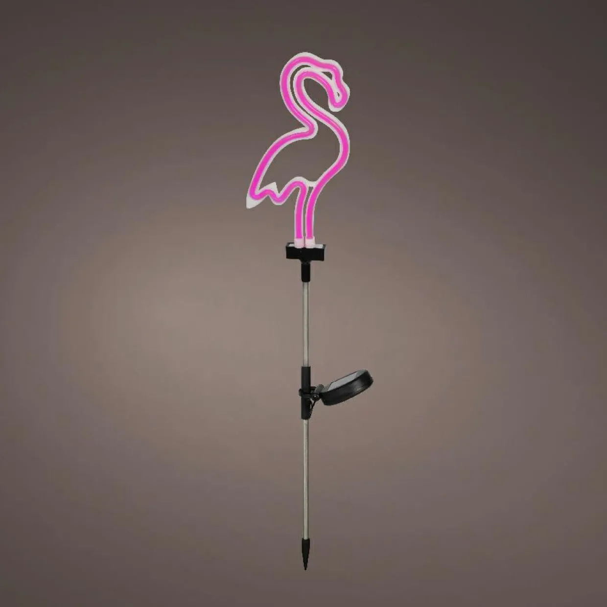 Décoration lumineuse Solaire à piquer au sol (H74 cm) néon Flamant Rose