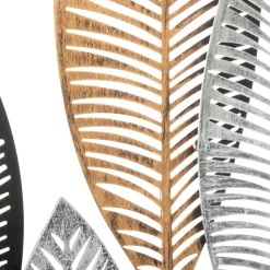Décoration murale en métal (H65 cm) Feuilles Noir et Or