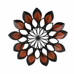 Décoration murale en métal (D91 cm) Fleur Noir et marron