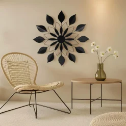 Décoration murale en métal (D71 cm) Fleur Noir