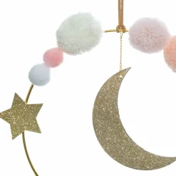 Décoration murale enfant métal (H21.5 cm) Lune Rose