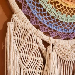 Décoration murale macramé (H110 cm) Attrape-rêve Arc-en-ciel