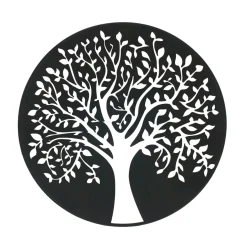 Décoration murale ronde en métal (D60 cm) Arbre de vie Noir