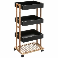 Desserte de cuisine 4 niveaux (H88 cm) Natureo Noir