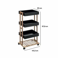 Desserte de cuisine 4 niveaux (H88 cm) Natureo Noir