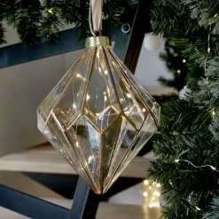 Diamant lumineux à piles 15 LED (H20 cm) Vintage Or/blanc chaud