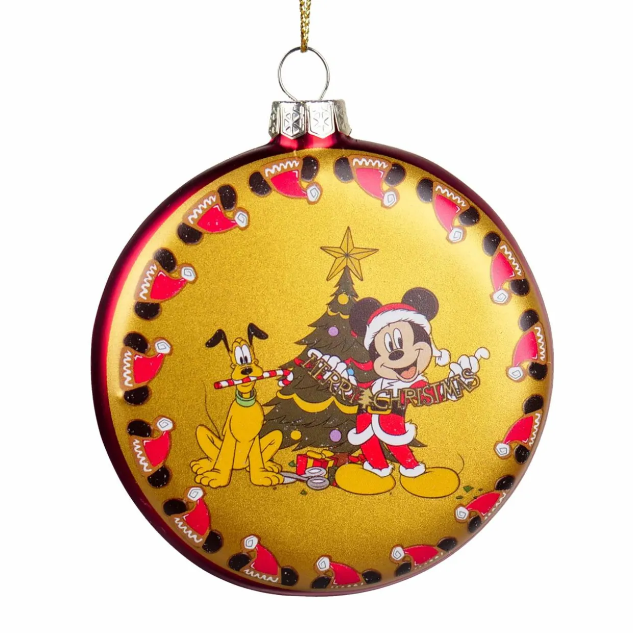 Disque en verre (H8 cm) Pluto et Mickey Jaune