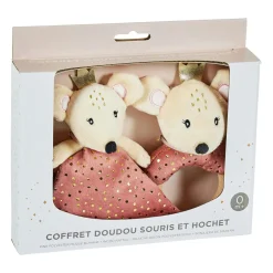 Doudou bébé (26 cm) Souris Rose