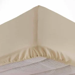 Drap housse coton lavé (140 x 190 cm) Linette Beige