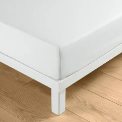 Drap housse coton lavé (140 x 190 cm) Linella Blanc