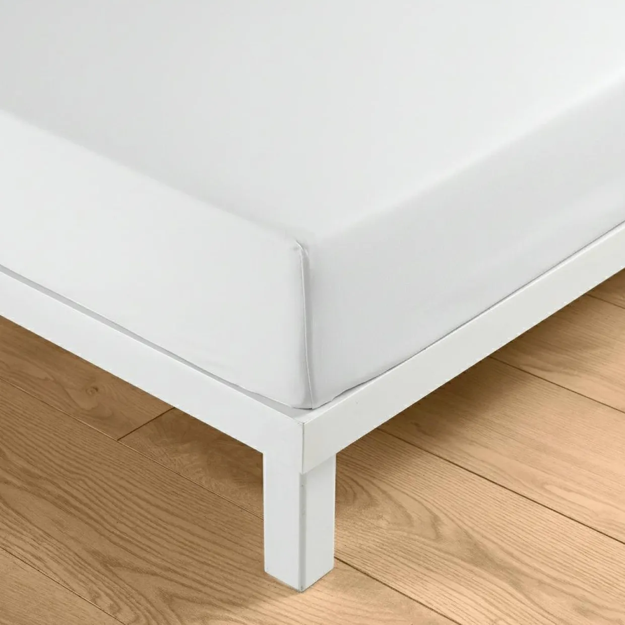 Drap housse coton lavé (160 x 200 cm) Linella Blanc