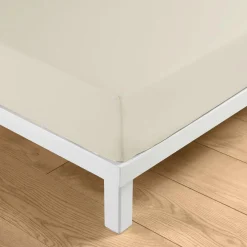 Drap housse coton lavé (140 x 190 cm) Linella Ivoire