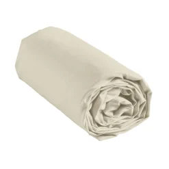 Drap housse coton lavé (140 x 190 cm) Linella Ivoire