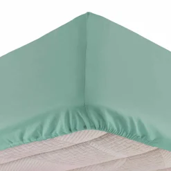 Drap housse coton lavé (160 x 200 cm) Linette Vert sauge