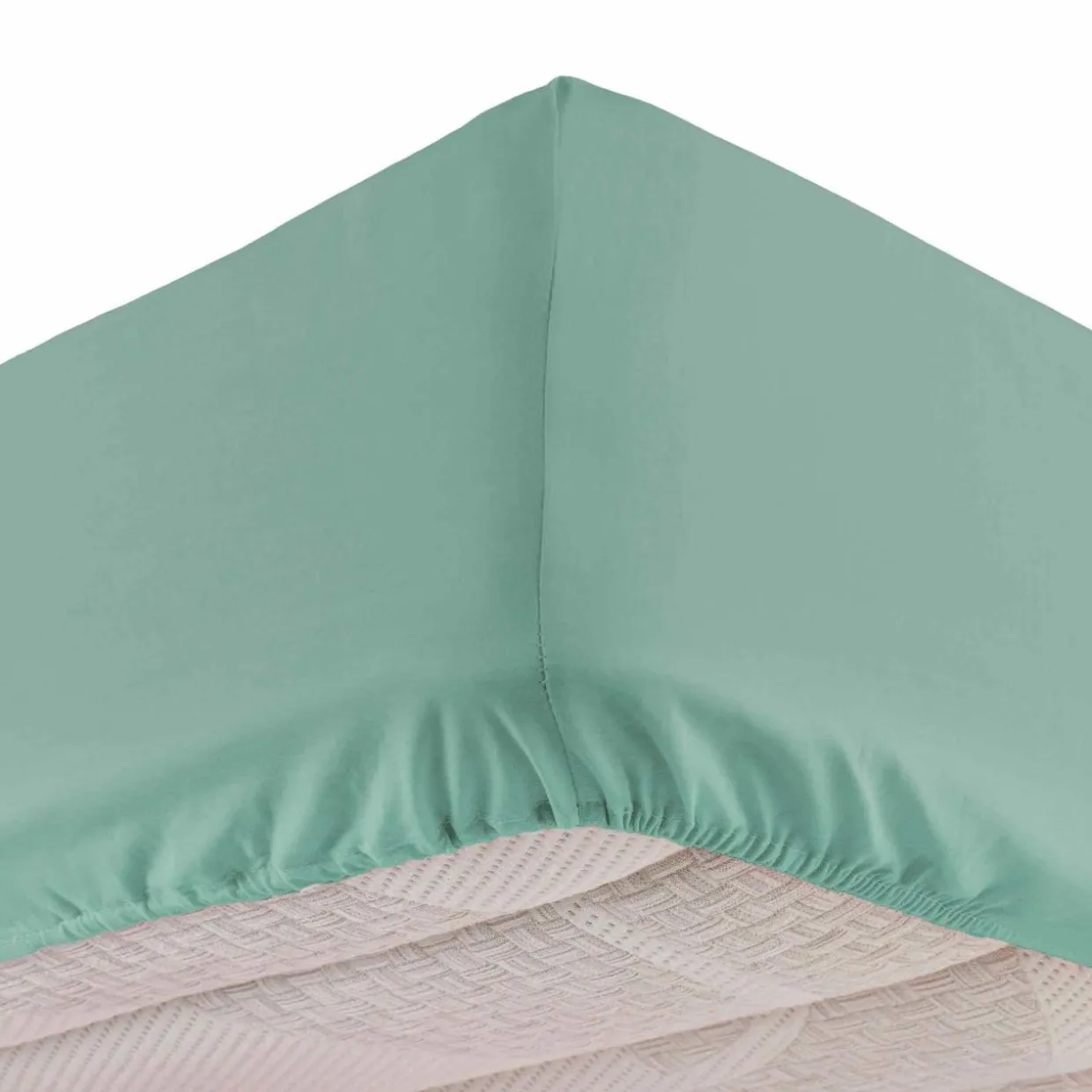 Drap housse coton lavé (160 x 200 cm) Linette Vert sauge