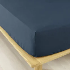 Drap housse flanelle de coton (140 x 190 cm) Théa Bleu nuit