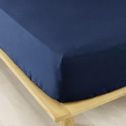 Drap housse flanelle de coton (180 x 200 cm) Nina Bleu nuit