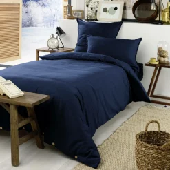 Drap housse flanelle de coton (90 x 190 cm) Nina Bleu nuit