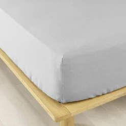 Drap housse flanelle de coton (90 x 190 cm) Théa Gris clair