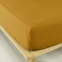 Drap housse flanelle de coton (160 x 200 cm) Nina Jaune ocre