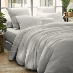 Drap housse gaze de coton (200 x 200 cm) Gaïa Gris nuage