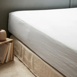 Drap housse gaze de coton (140 x 200 cm) Gaïa Blanc chantilly