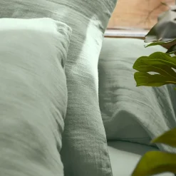 Drap housse gaze de coton (90 x 200 cm) Gaïa Vert eucalyptus