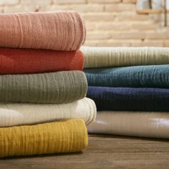 Drap housse gaze de coton (90 x 200 cm) Gaïa Jaune safran